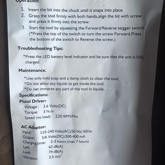 Cordless Screwdriver Set, Rechargeable, with attachments, New in Hard Case - Picture 8 of 9
